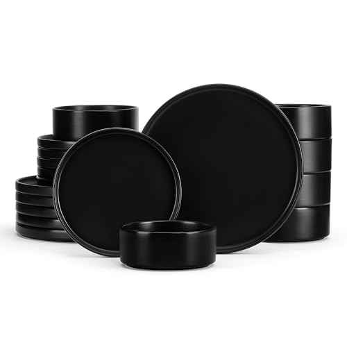 Black Dinnerware Sets for 6 (18 Count)