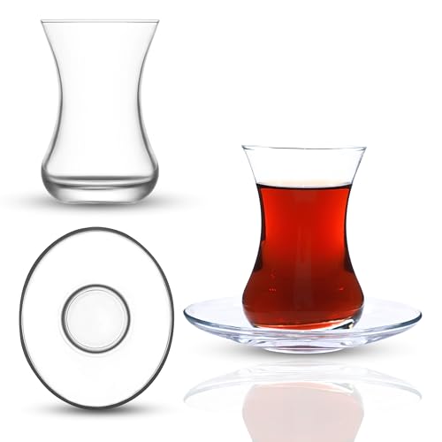 Turkish Tea Glass Set of 6 with Saucers (6 Count)