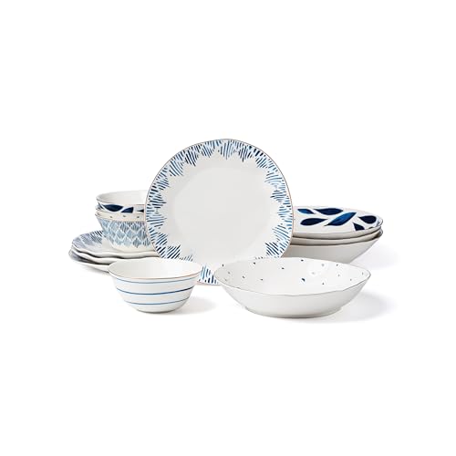 897387 Blue Bay 12 (12-Piece Dinnerware Set (Bowls), Ikat)