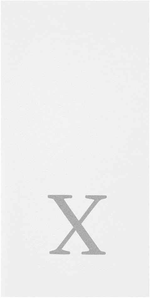 Luxenap 15.8 X 7.9 Inch Linen-Feel Guest Towels, 50 Lettered Hand Towels - Silver Letter 'X', Sans Serif Font, White Paper Dinner Napkins, airlaid, For Restrooms And Tables - Restaurantware