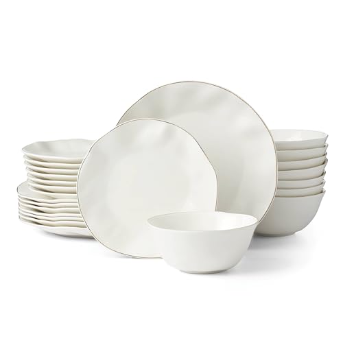 Blue Bay White Porcelain 24 (24-Piece Dinnerware Set, White)