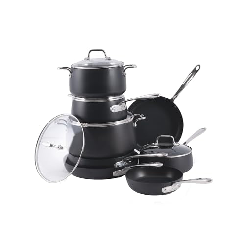 HA1 Hard Anodized Nonstick Cookware Set 13 Piece Induction Oven Broiler Safe 500F