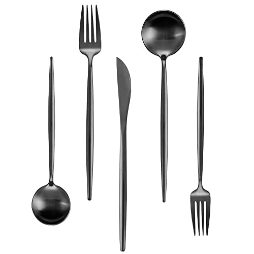 Matte Black Silverware Set for 12 (12 Count)