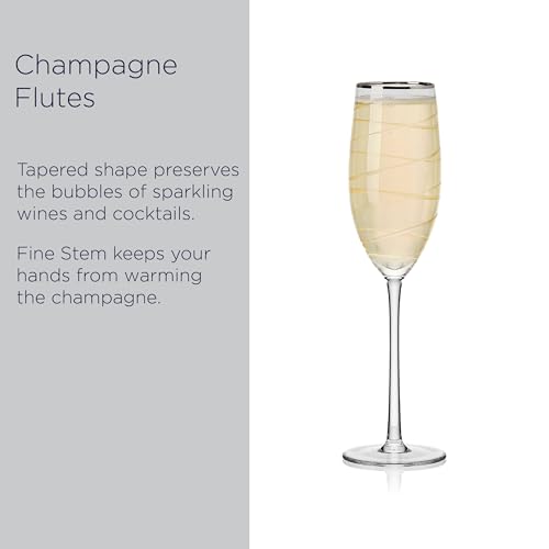 Cheers Set of 4 Platinum Rim Champagne Flutes
