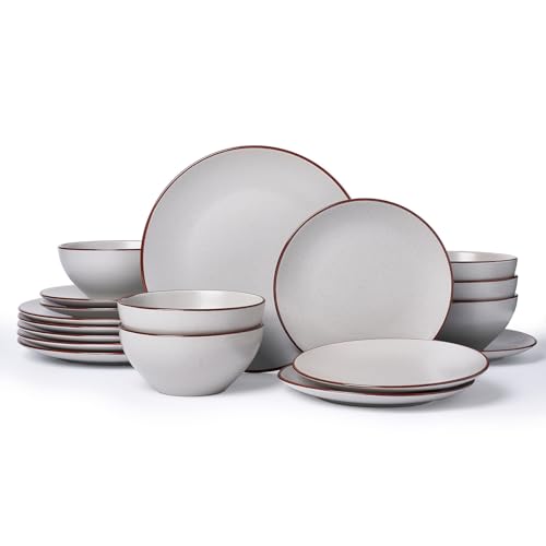 Venus Ceramic Plates and Bowls Sets (Light Gray / Serves 6 (18pc))