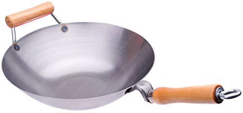 16 Inches Carbon Steel Wok with Helper Handle (16-Inches)