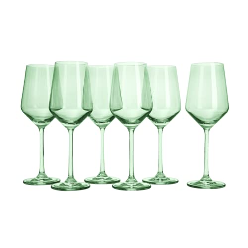Green Colored Wine Glass Set (6 Count)
