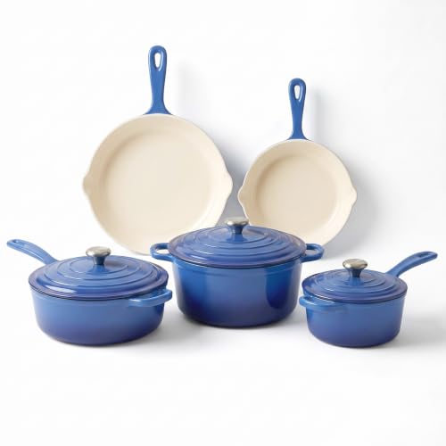 5 Piece Blue Enameled Cast Iron Cookware Set