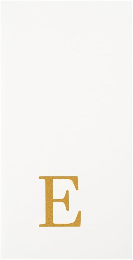 Luxenap 15.8 X 7.9 Inch Linen-Feel Guest Towels, 2000 Lettered Hand Towels - Gold Letter 'E', Sans Serif Font, White Paper Dinner Napkins, airlaid, For Restrooms And Tables - Restaurantware