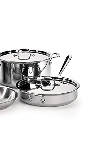 D3 3 Ply Stainless Steel Cookware Set 7 Piece Induction Oven Broiler Safe 600F Pots and Pans