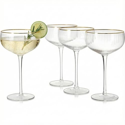 Gold Rim Coupe Glasses 11 oz