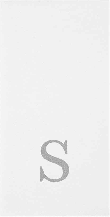 Luxenap 15.8 X 7.9 Inch Linen-Feel Guest Towels, 50 Lettered Hand Towels - Silver Letter 'S', Sans Serif Font, White Paper Dinner Napkins, airlaid, For Restrooms And Tables - Restaurantware