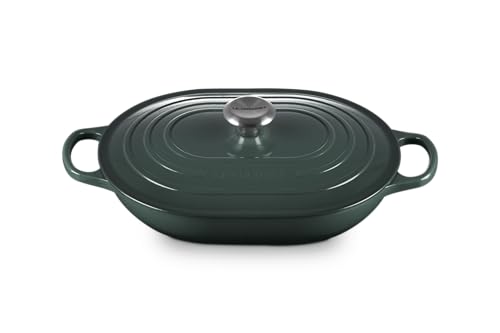 Enameled Cast Iron Oval Casserole with Lid