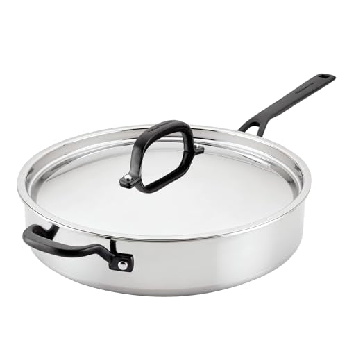5 Ply Clad Polished Stainless Steel Saute Pan with Lid
