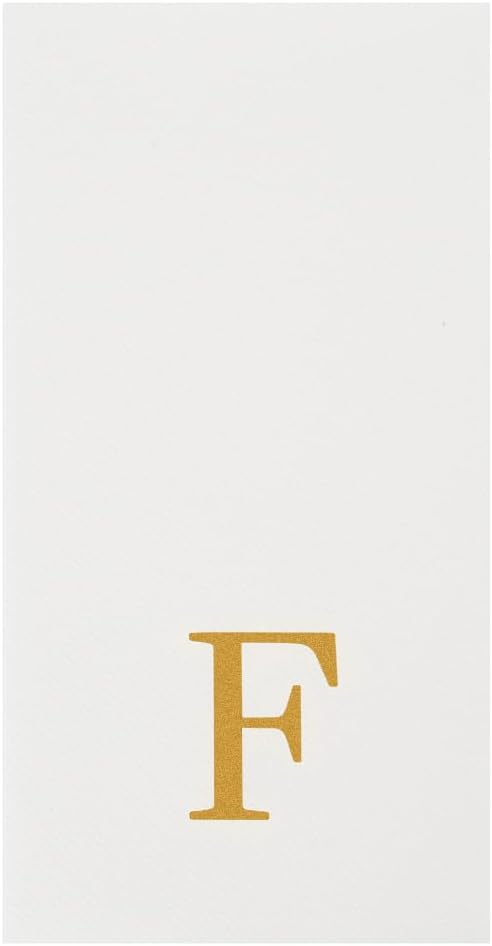 Luxenap 15.8 X 7.9 Inch Linen-Feel Guest Towels, 2000 Lettered Hand Towels - Gold Letter 'F', Sans Serif Font, White Paper Dinner Napkins, airlaid, For Restrooms And Tables - Restaurantware