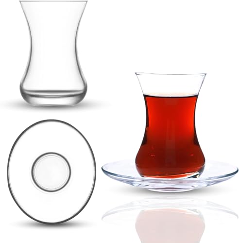 Tea Glass Set of 24 with Saucers (6 Count)