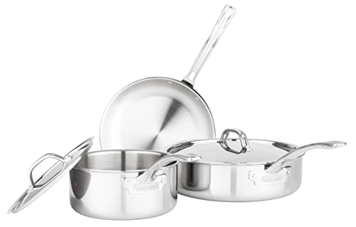 Culinary 3 Ply Stainless Steel Cookware Set with Metal Lids
