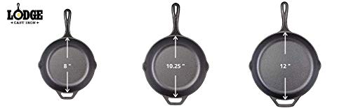 Seasoned Cast Iron 3 Skillet Bundle. 12 Inches and 10.25 Inches with 8 Inch Set of 3 Cast Iron Frying Pans