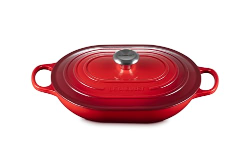 Enameled Cast Iron Oval Casserole with Lid