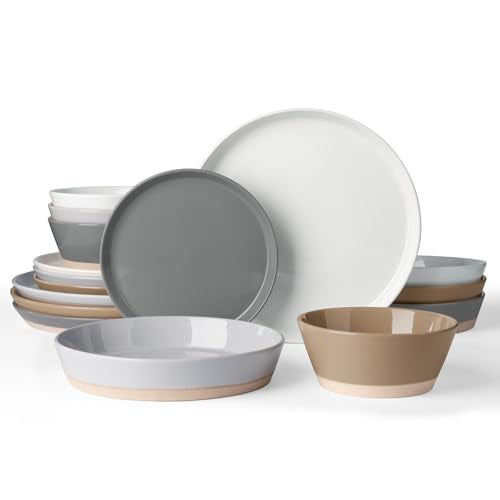 Saturn Stoneware Dinnerware Set with Pasta Bowl (16 Count)