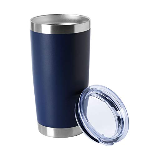 20oz Tumblers Bulk Stainless Steel Cup with Lid Double Wall Vacuum Insulated Coffee Mug for Cold & Hot Drinks 1 Pack (Navy-A / 1 Count (Pack of 1))
