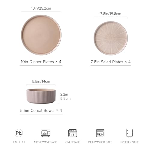 Stoneware Dinnerware Sets for 4 (12 Count)