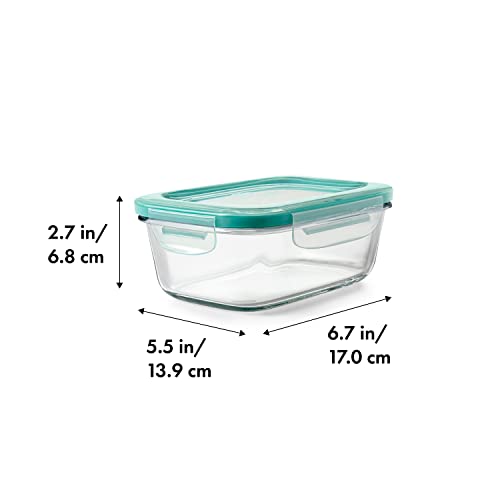Good Grips 3.5 Cup Smart Seal Airtight Glass Rectangle Food Storage (Teal)