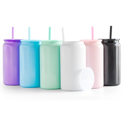 Stainless Steel Cups with Lids and Straws (Bright-Colored)