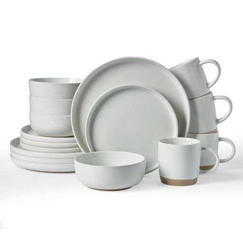 Milkyway 16 Piece Dinnerware Set with Mugs (Light Gray / Service for 4 (Include Mugs))