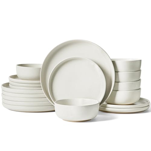 Milkyway 18 Piece Stoneware Dinnerware Set (Matte Beige White / Service for 6 (Standard Dinner Set))