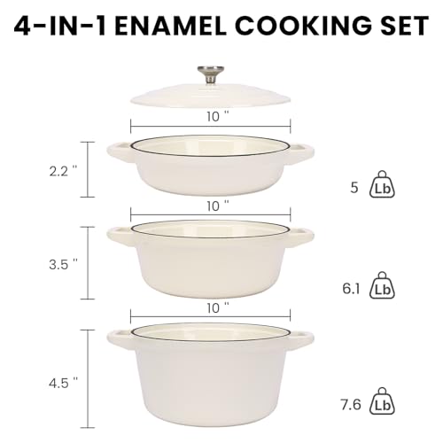 5 Piece Enameled Cast Iron Skillet Set