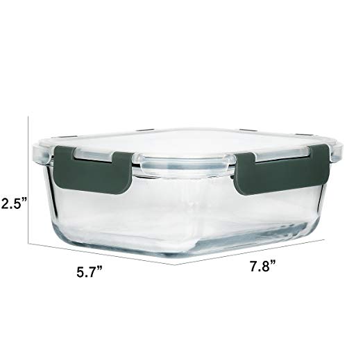 8 Pack 30 oz Glass Food Storage Containers with Lids (Gray)