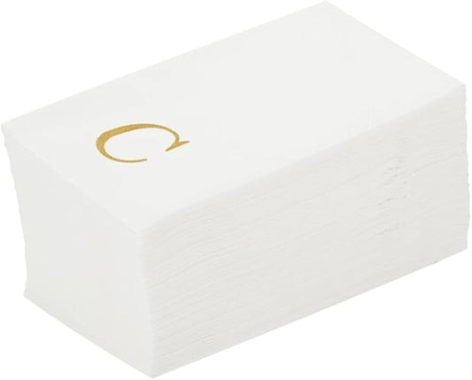 Luxenap 15.8 X 7.9 Inch Linen-Feel Guest Towels, 2000 Lettered Hand Towels - Gold Letter 'C', Sans Serif Font, White Paper Dinner Napkins, airlaid, For Restrooms And Tables - Restaurantware