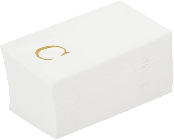 Luxenap 15.8 X 7.9 Inch Linen-Feel Guest Towels, 2000 Lettered Hand Towels - Gold Letter 'C', Sans Serif Font, White Paper Dinner Napkins, airlaid, For Restrooms And Tables - Restaurantware