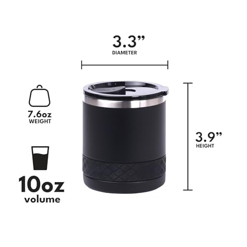 Recess Lowball Tumbler Set of 2 (10 Ounces / Black(Pack of 2))