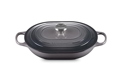 Enameled Cast Iron Oval Casserole with Lid