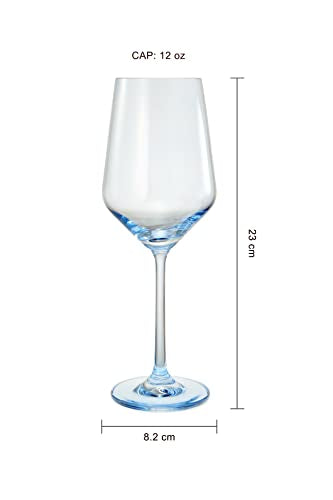 Winter Blue Christmas Wine Glasses Set of 6 Colored Crystal 12oz Navy Tall Stemmed Glassware for Holiday Celebrations (6 Count)