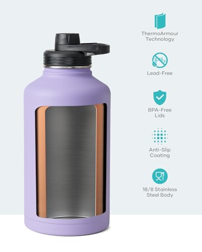 Half Gallon Water Jug Insulated Stainless Steel (64 Ounces / Purple)