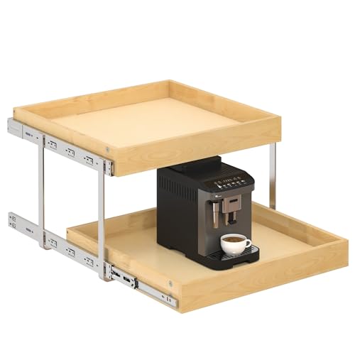 2 Tier Pull Out Cabinet Organizer with Soft Close Slides (23''W x22''D / 2 Tiers)