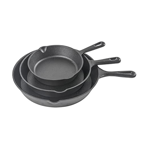 3 Piece Cast Iron Skillet Set (8", 10", 12" Skillet Set)