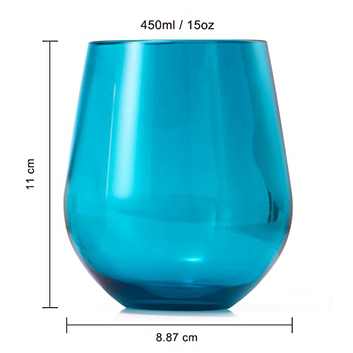 European Style Shatterproof Tritan Stemless Wine Glasses (6 Count)