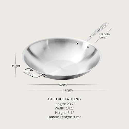 D3 Stainless Steel 14" Wok Pan with Lid