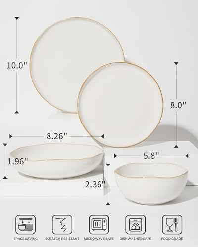 24 Pieces Dinnerware Set for 6 with Pasta Bowls