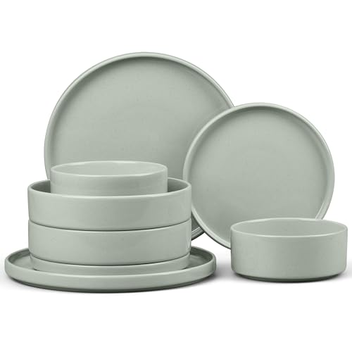 8 Piece Stoneware Dinnerware Sets with Pasta Bowls (8 Count)