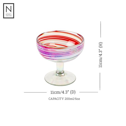 Artisan Handblown Cocktail Ecofriendly Red Mexico Tableware Drinkware 'Trendy Enchantment' (4 Count)
