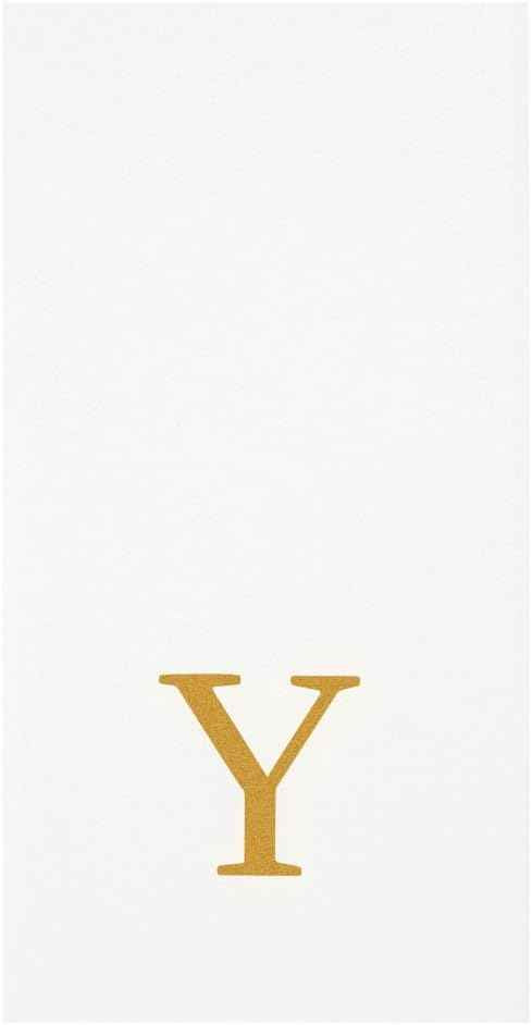 Luxenap 15.8 X 7.9 Inch Linen-Feel Guest Towels, 50 Lettered Hand Towels - Gold Letter 'Y', Sans Serif Font, White Paper Dinner Napkins, airlaid, For Restrooms And Tables - Restaurantware