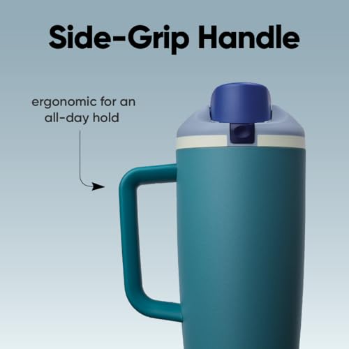 FreeSip Tumbler Insulated Stainless Steel Water Bottle with Built (Denim / 40 Ounces)