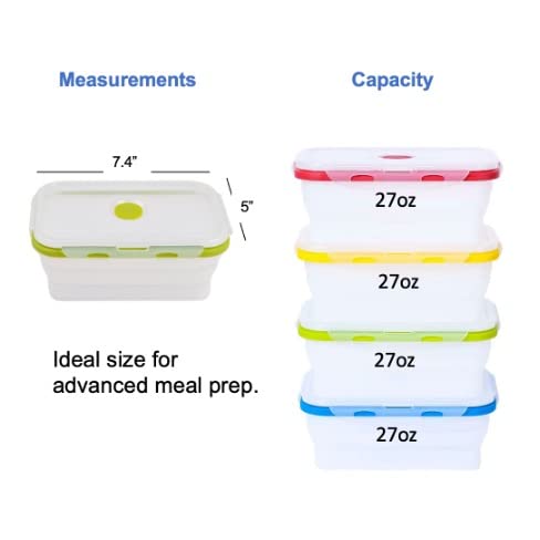 Collapsible Food Storage Containers with Lids