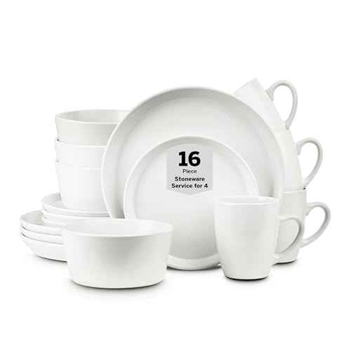 Albie Stoneware 16 Piece Modern Dinnerware Set (16 Count)
