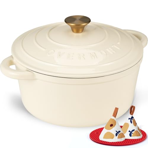 Enameled Cast Iron Dutch Oven (4.5 Quart / Cream white)